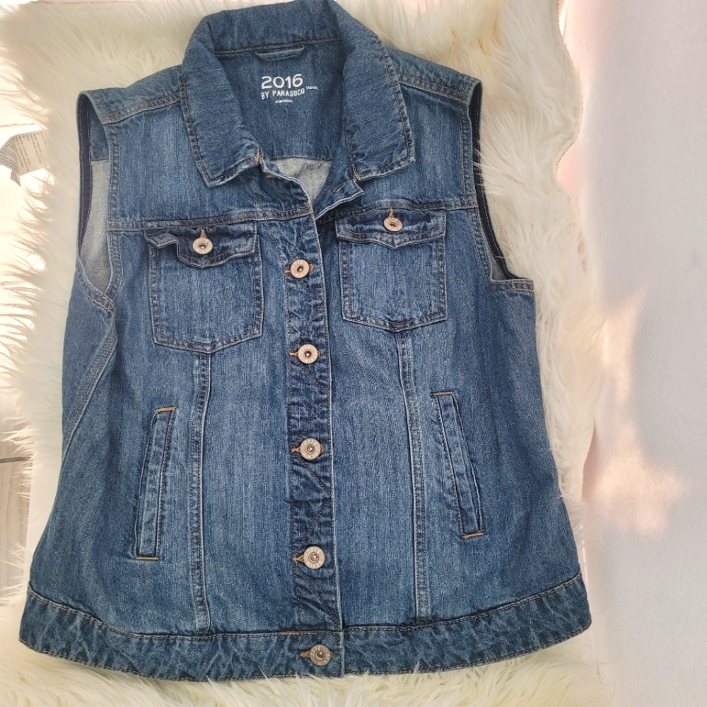 2016 by Parasuco Girls Youth Denim Vest XL Montreal Fits like Womens Small